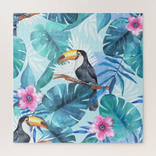 Waterverf Toucans: Tropisch naadloos Legpuzzel (Verticaal)
