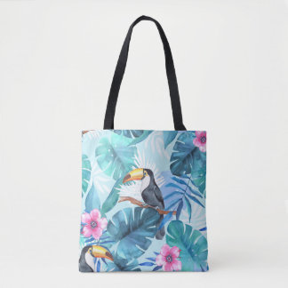 Waterverf Toucans: Tropisch naadloos Tote Bag