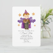Waterverf tovenaar tovenaar jongen verjaardagsuitn kaart (Staand voorkant)