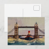 Waterverf Tower Bridge, steamer London Briefkaart (Voorkant / Achterkant)