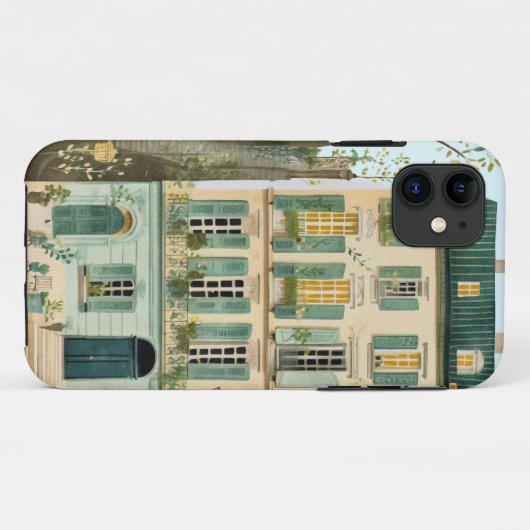  waterverf Townhouse Walkup Architecture Case-Mate iPhone Case (Achterkant (horizontaal))