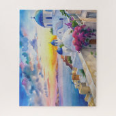 Waterverf Townscape Santorini Grieks eiland Legpuzzel (Verticaal)