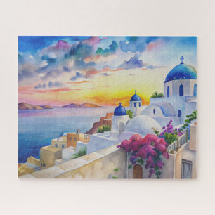 Waterverf Townscape Santorini Grieks eiland Legpuzzel