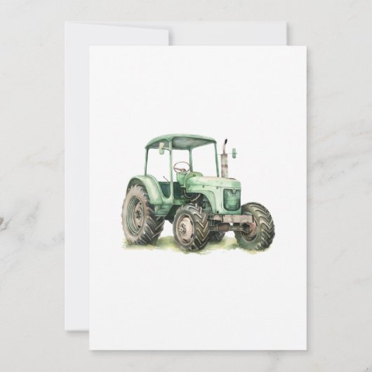 Waterverf tractor 1e verjaardagsfeestje kaart (Achterkant)
