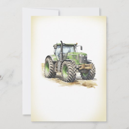 Waterverf Tractor 3e verjaardag Kaart (Achterkant)
