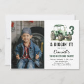 Waterverf Tractor 3e verjaardag Party Foto Kaart (Voorkant)