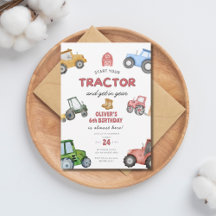 Waterverf tractor 6de verjaardag