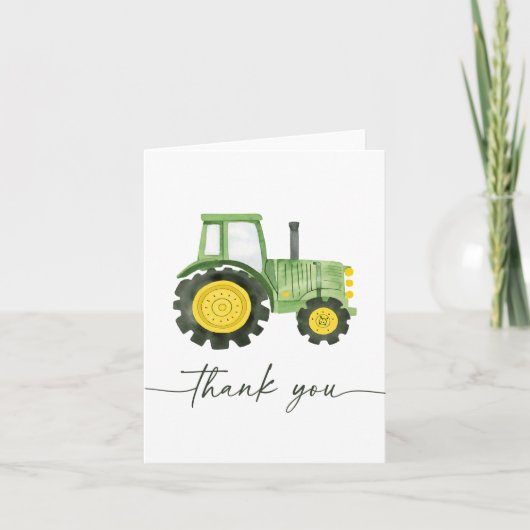 Waterverf Tractor Baby shower Bedankkaart (Voorkant)