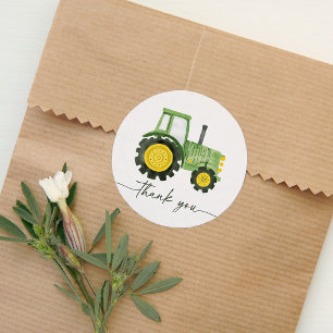 Waterverf Tractor Baby shower Ronde Sticker