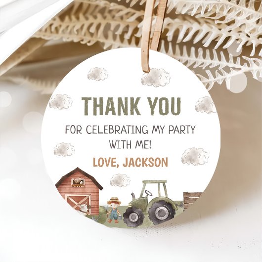 Waterverf Tractor Boerderij 1e verjaardag Bedankjes Labels