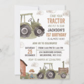 Waterverf Tractor Boerderij 1e verjaardag Kaart (Voorkant)