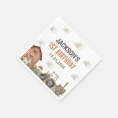 Waterverf Tractor Boerderij 1e verjaardag Servet (Hoek)