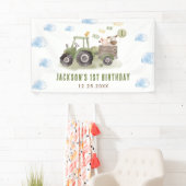 Waterverf Tractor Boerderij 1e verjaardag Spandoek (Insitu)