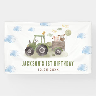 Waterverf Tractor Boerderij 1e verjaardag Spandoek