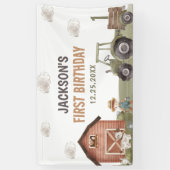 Waterverf Tractor Boerderij 1e verjaardag Spandoek (Verticaal)