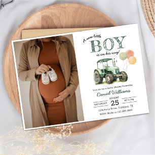 Waterverf Tractor Boy Baby shower Foto Kaart