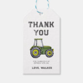 Waterverf Tractor Boy Verjaardag Dank u Favorieten Cadeaulabel (Voorkant)