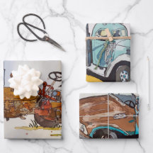 Waterverf Tractor, Truck en Semi