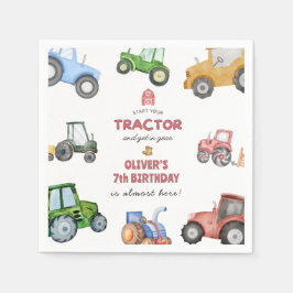 Waterverf tractor verjaardag alle leeftijden servet