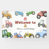 Waterverf tractor verjaardag elke leeftijd spandoek (Horizontaal)