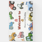Waterverf tractor verjaardag elke leeftijd spandoek (Verticaal)