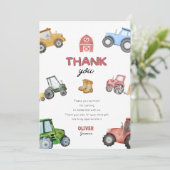 Waterverf-tractor-verjaardag voor elke leeftijd bedankkaart (Staand voorkant)