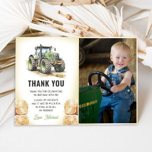 Waterverf Tractor Verjaardagsfeest Foto Bedankkaart