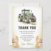 Waterverf Tractor Verjaardagsfeestje Bedankkaart (Voorkant)