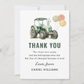 Waterverf Tractor Verjaardagsfeestje Bedankkaart (Voorkant)