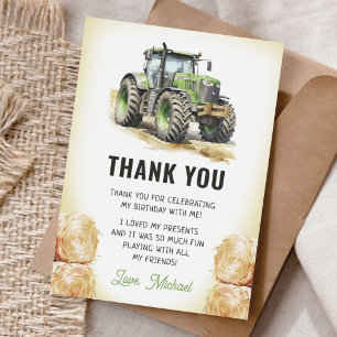 Waterverf Tractor verjaardagsfeestje Bedankkaart