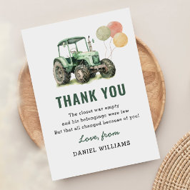 Waterverf Tractor Verjaardagsfeestje Bedankkaart