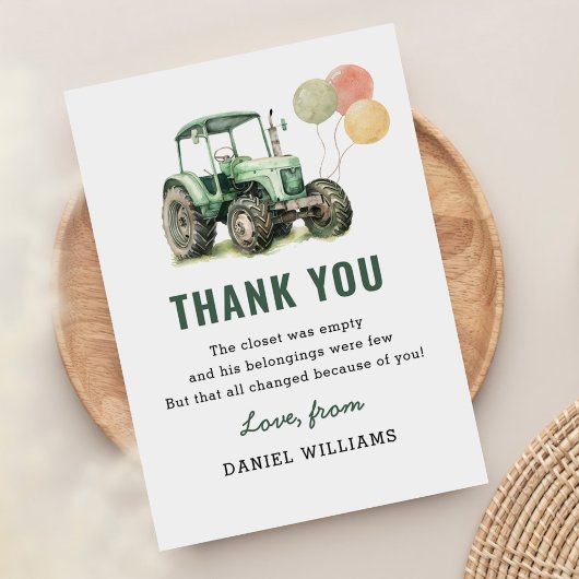 Waterverf Tractor Verjaardagsfeestje Bedankkaart