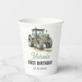 Waterverf Tractor verjaardagsfeestje Papieren Bekers (Voorkant)
