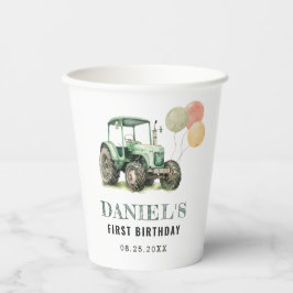 Waterverf Tractor verjaardagsfeestje Papieren Bekers