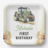 Waterverf Tractor verjaardagsfeestje Papieren Bordje (Voorkant)