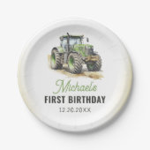 Waterverf Tractor verjaardagsfeestje Papieren Bordje (Voorkant)