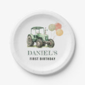 Waterverf Tractor verjaardagsfeestje Papieren Bordje (Voorkant)
