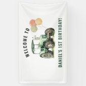 Waterverf Tractor verjaardagsfeestje Spandoek (Verticaal)