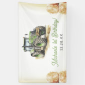 Waterverf Tractor verjaardagsfeestje Spandoek (Verticaal)