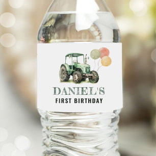 Waterverf Tractor verjaardagsfeestje Waterfles Etiket