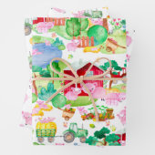 Waterverf tractoren — Boerderij voor het gieten Inpakpapier Vel (In situ)