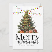 Waterverf traditionele kerstboom niet-foto feestdagenkaart (Voorkant)
