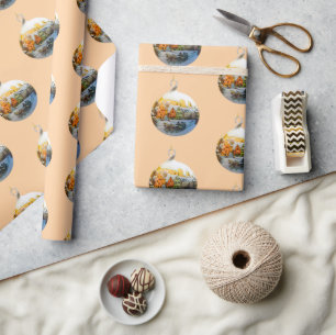 Waterverf traditionele winterperzik   cadeaupapier