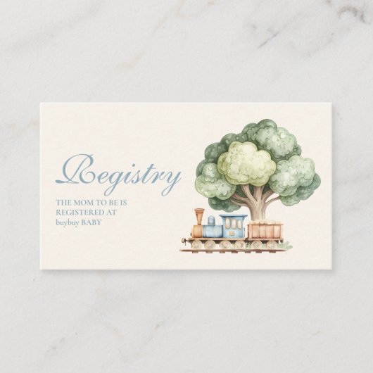 Waterverf Train Baby shower Registry Informatiekaartje (Voorkant)