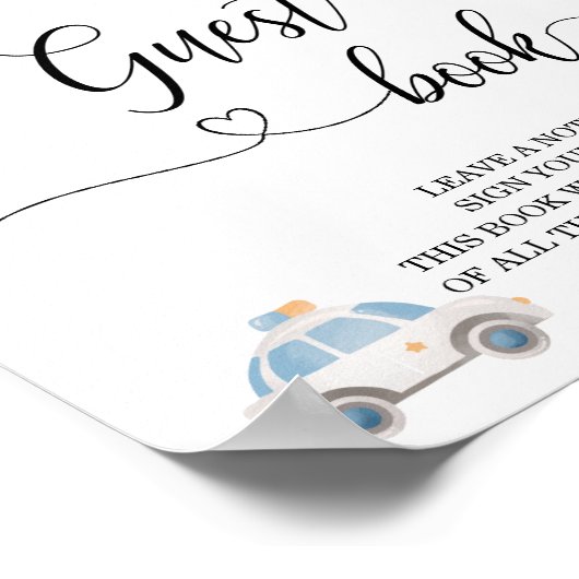 Waterverf Transport baby shower gastboek Poster (Hoek)