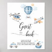 Waterverf Transport baby shower gastboek Poster (Voorkant)