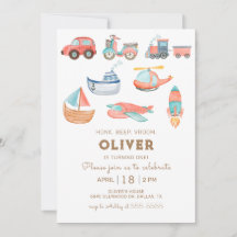 Waterverf Transport Boy Birthday Party