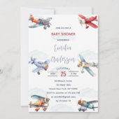 Waterverf Travel Airplane Clouds Baby shower Kaart (Voorkant)