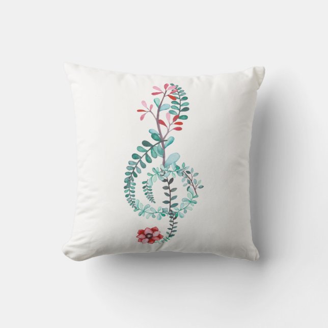 Waterverf Treble Clef Music Gift Band Orchestra Kussen (Voorkant)