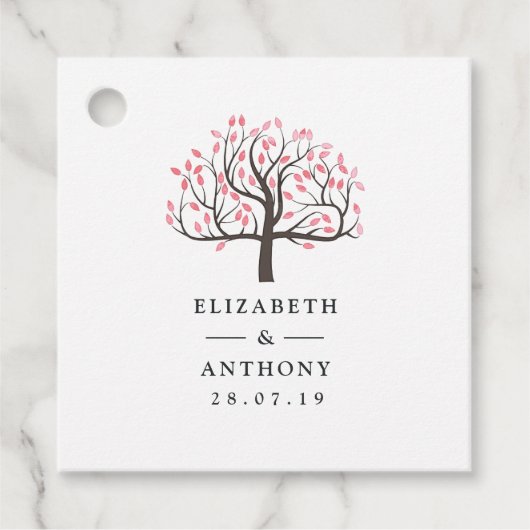 Waterverf Tree Bruiloft Bedankjes Labels (Voorkant)